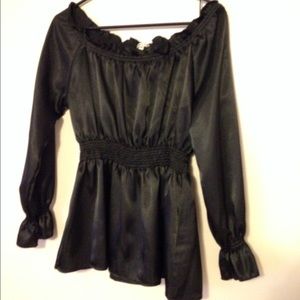 Off the Shoulders Black Dressy Blouse