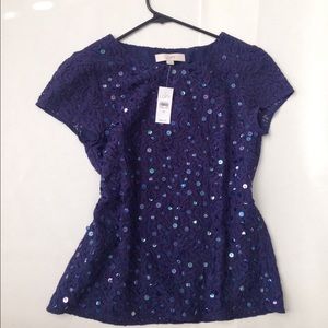 Blue sequin top: the Loft