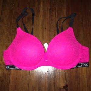 Pink Leopard Lac Pushup Bra
