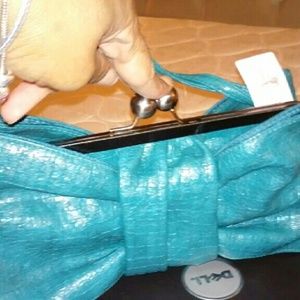 Jessica Simpson Jenny Bow Clutch - Emerald Green