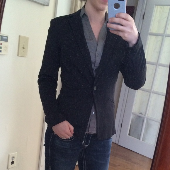 BANANA REPUBLIC gray fitted button down top - Picture 2 of 4