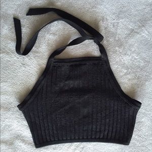 Black halter crop top