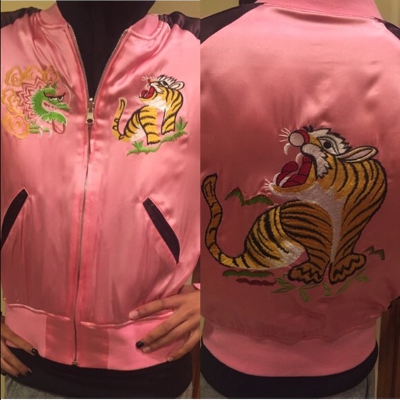 GoldGawk Satin Embroidered bomber jacket. - Picture 3 of 4