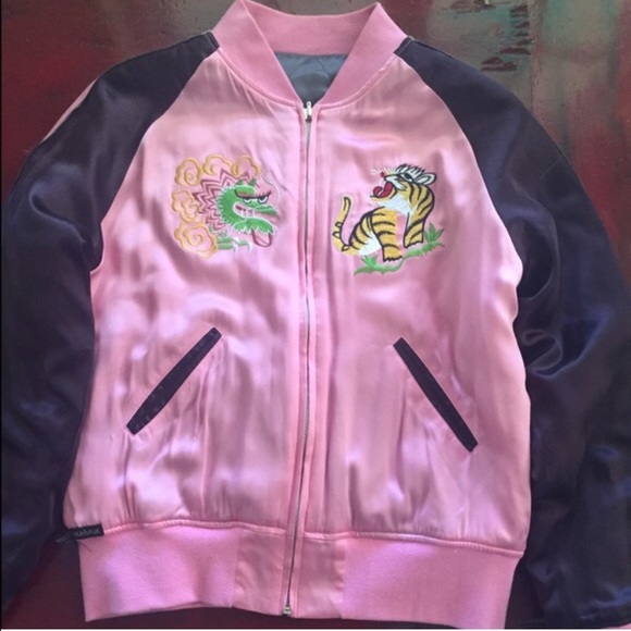 GoldGawk Satin Embroidered bomber jacket. - Picture 4 of 4