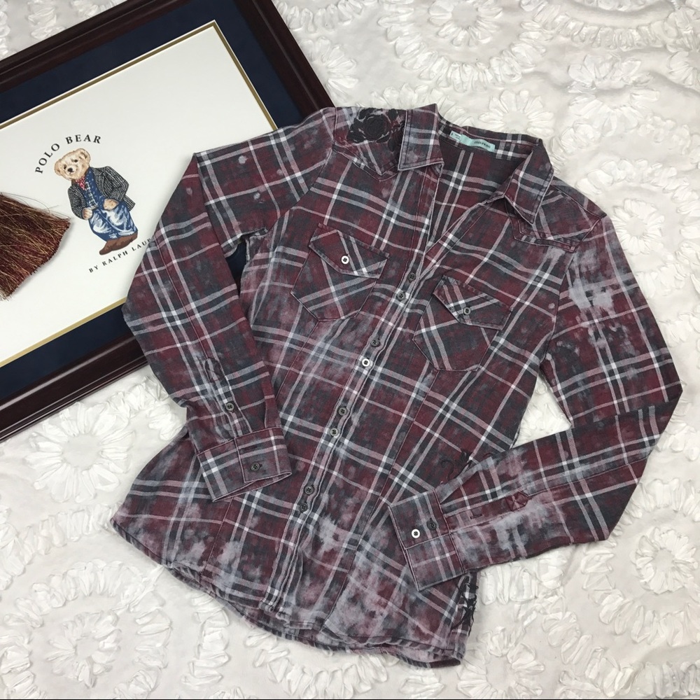 Maurices distressed Flannel Shirt - Picture 1 of 8
