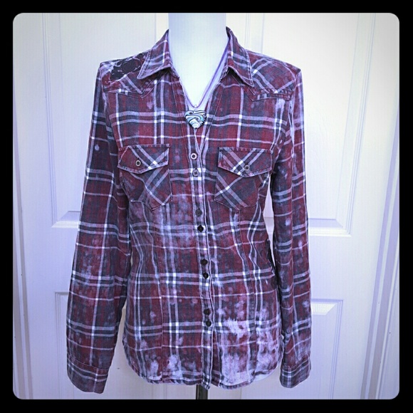 Maurices distressed Flannel Shirt - Picture 3 of 8