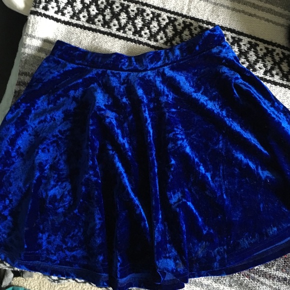 Royal Blue Velveteen Skater Skirt