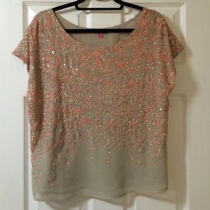 Taupe sequined top