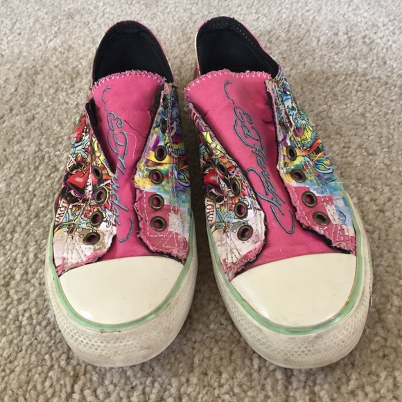 Ed Hardy Distressed Sneakers