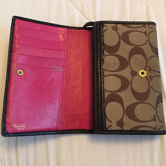 Coach Bags Coach Signature Wallet With Leather Flap Black Poshmark