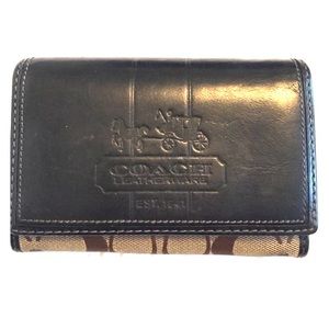 Coach Signature Wallet with Leather Flap - Black