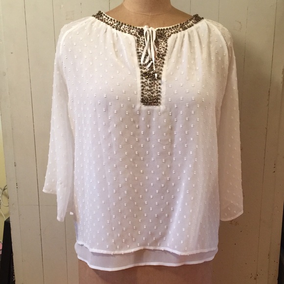 Democracy Tops - Democracy Blouse-Sheer flowing layers & beadwork!
