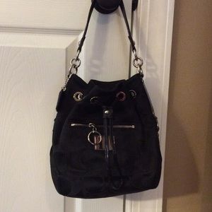 Black Coach Poppy collection bucket bag EUC