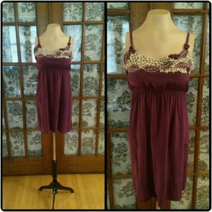 Purple Anthropologie dress/slip with embroidery