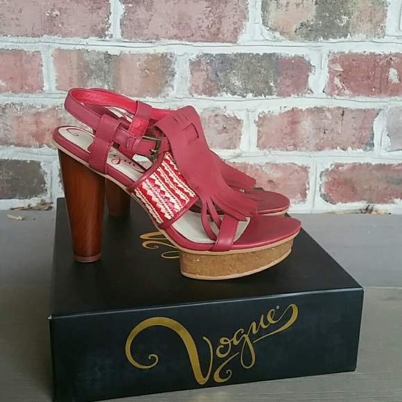 SOLD Vogue  ethnic print platform sandals size 7.5