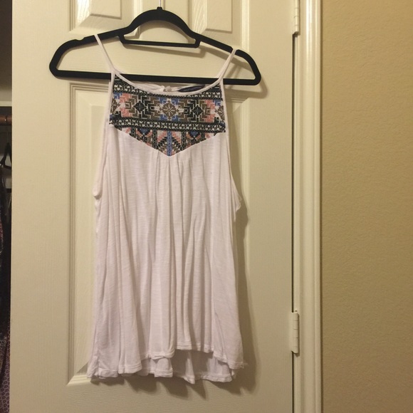White tribal print tank top