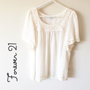 NWOT Forever 21 Sheer Peasant Top