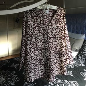 Van Heusen maroon leopard blouse