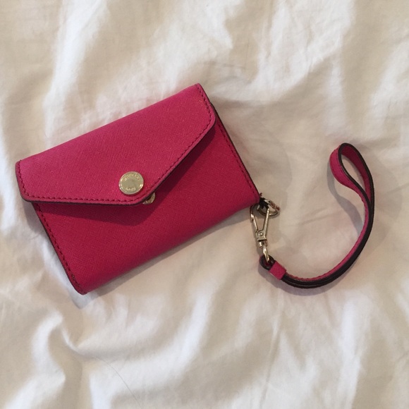 Michael Kors pink leather iPhone Wristlet wallet