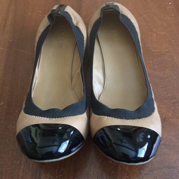 J. Crew Nude Flats with Black Toe