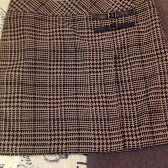 Plaid wool lined skirt