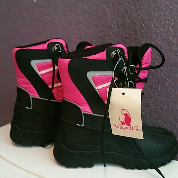 Rugged Bear Kids Hot Pink/Black Snow Boots