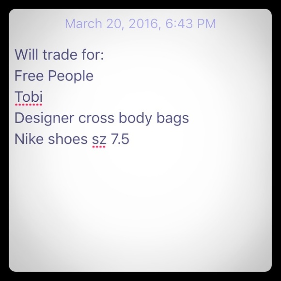 WILL TRADE FOR ...
