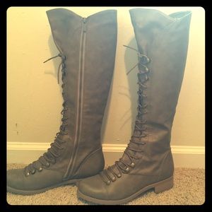 Bamboo knee high lace up boots