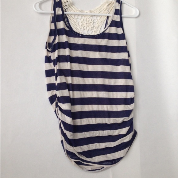 Navy blue/white striped top. Small