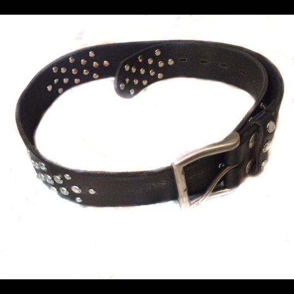 Black leather studded belt