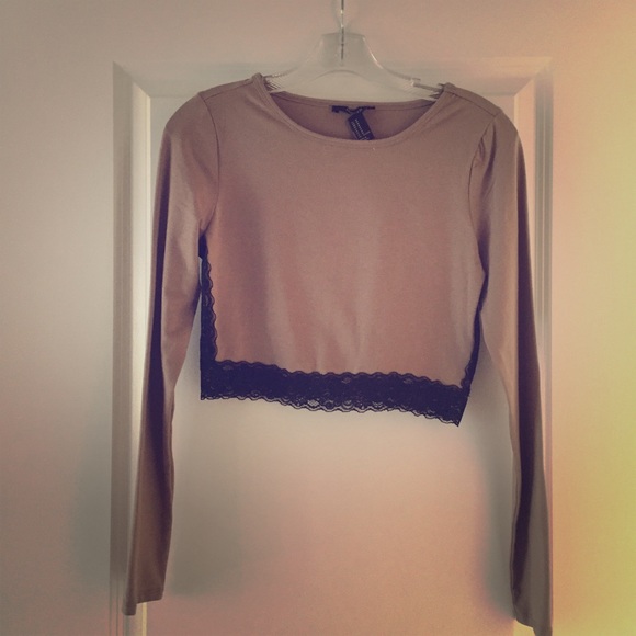 Tan/Brown Lace Crop Top
