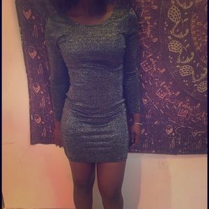 H&M Black metallic long sleeve dress