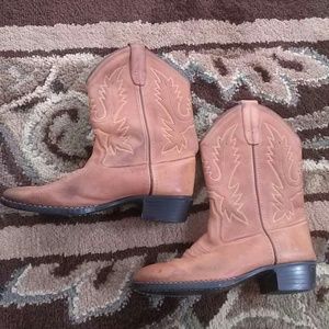 Genuine Leather Kids Cowboy Boots Girls Size 2-3