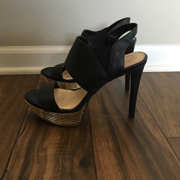 Jessica Simpson Black & Gold Shoes