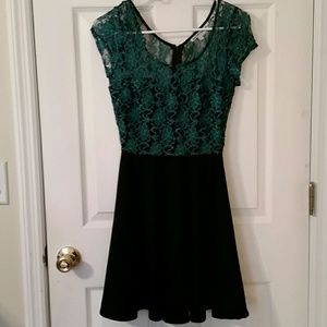 Gorgeous turquoise lace top trim dress.