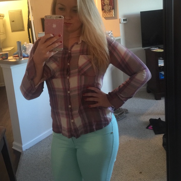 Mossimo Purple Plaid Shirt