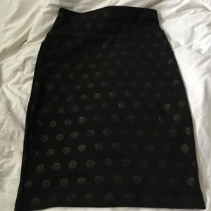 Black w/gold dots Cassie pencil skirt by LuLaRoe