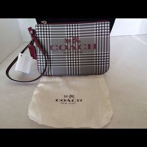NWT Coach Peyton Plaid Wristlet