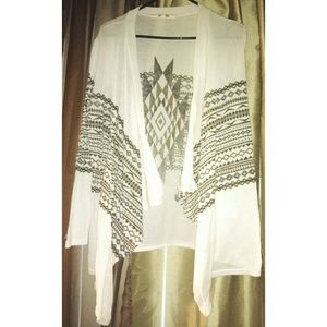 Aztec pattern long sleeve kimono
