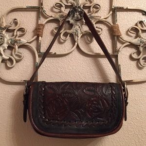 Hand Tooled Leather Saddle Bag Purse