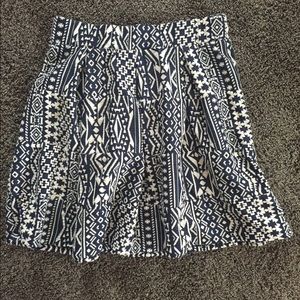 Navy/cream tribal skater skirt