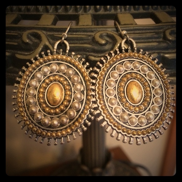 Lucky Brand two-tone multi-stone drop earrings