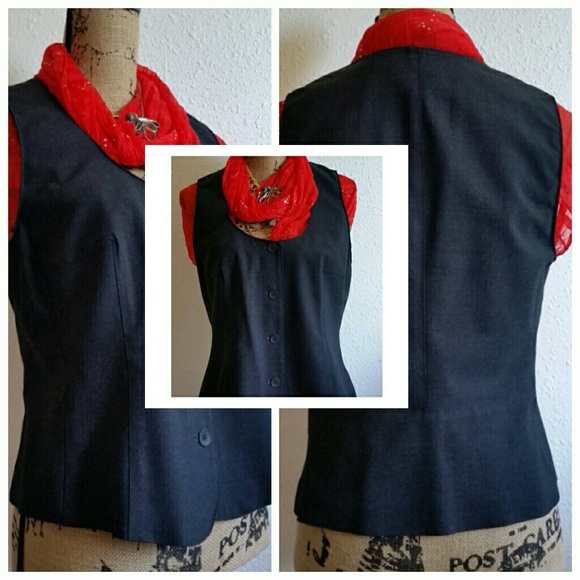 4 Button Charcol Gray Vest - Picture 1 of 4