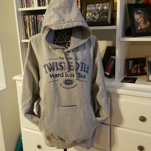Gray hooded sweat shirt