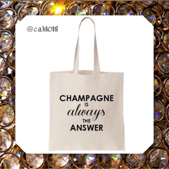 🆕 "Champagne is Always the Answer" Tote Bag - Picture 1 of 1