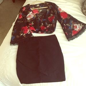 Floral Blouse & Skirt