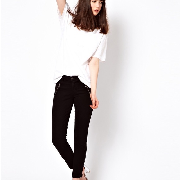 J Brand moto zippered black cigarette pants