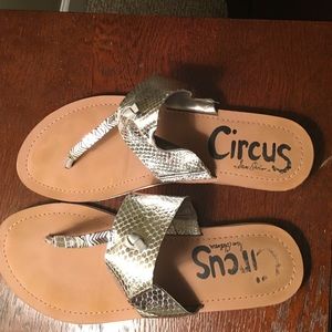 circus by sam Edelman silver t-strap sandals