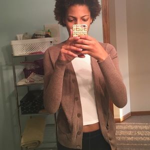 brown cardigan