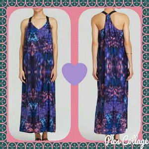 AQUA Dress Watercolor Ikat Racer-Back Maxi